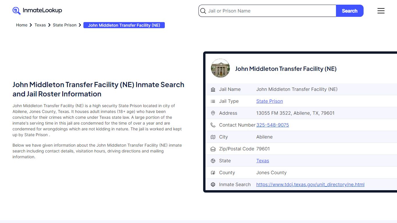 John Middleton Transfer Facility (NE) Inmate Search, Jail Roster ...